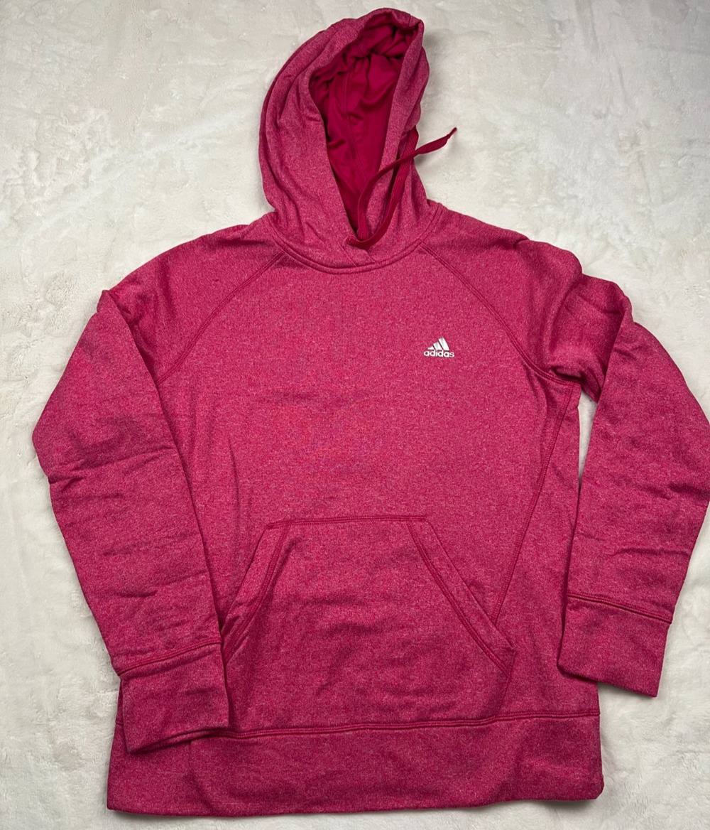 Adidas Womens Medium Ultimate Hoodie Pink ClimaWarm Pullover Athletic Sweatshirt